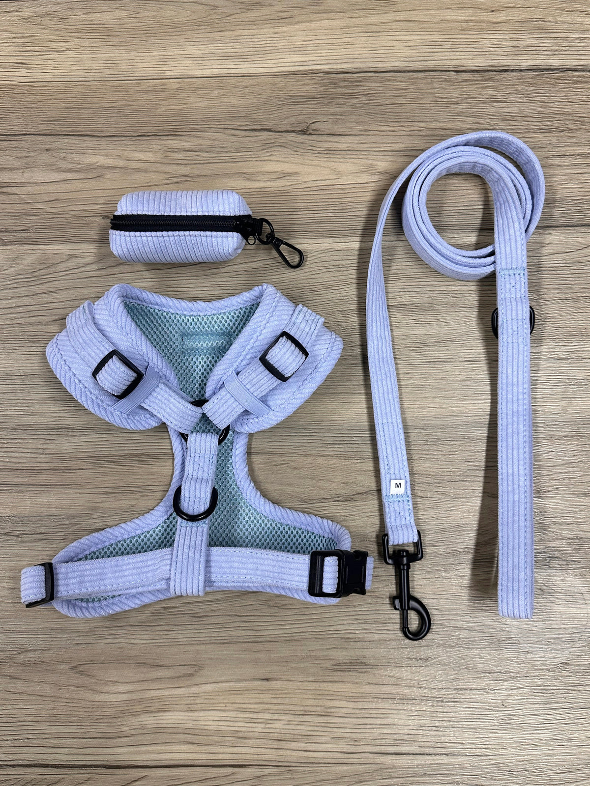 Blue Dog Harness,Lead & Poop Bag Set